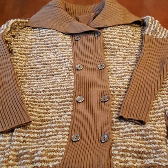 LILLY McKay Collection Sweater Jacket NWOT Brown/ Tan Md Removable Collar - Picture 8 of 11